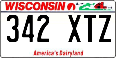 WI license plate 342XTZ
