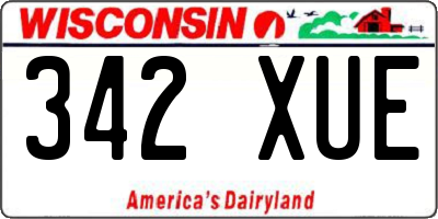WI license plate 342XUE