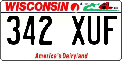 WI license plate 342XUF