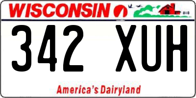 WI license plate 342XUH