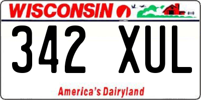 WI license plate 342XUL