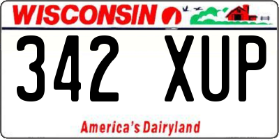 WI license plate 342XUP