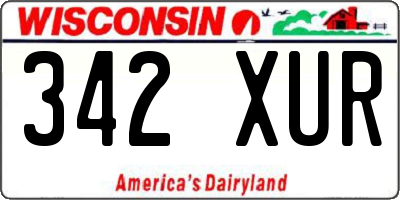 WI license plate 342XUR