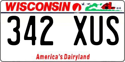 WI license plate 342XUS