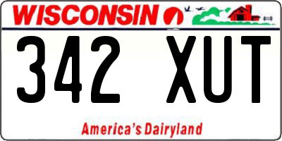 WI license plate 342XUT