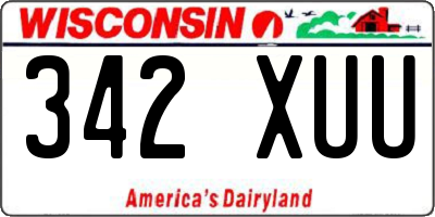 WI license plate 342XUU