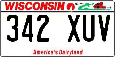WI license plate 342XUV