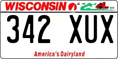 WI license plate 342XUX
