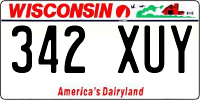 WI license plate 342XUY