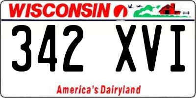 WI license plate 342XVI