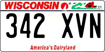 WI license plate 342XVN