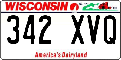 WI license plate 342XVQ