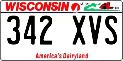 WI license plate 342XVS