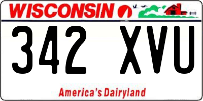 WI license plate 342XVU