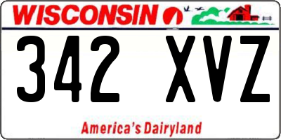 WI license plate 342XVZ