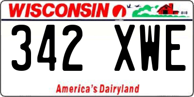WI license plate 342XWE