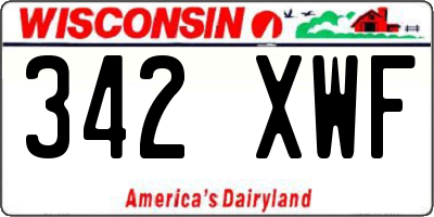 WI license plate 342XWF