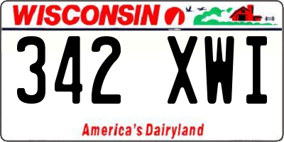 WI license plate 342XWI