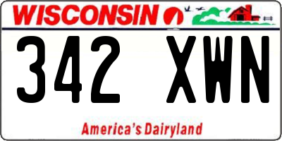 WI license plate 342XWN