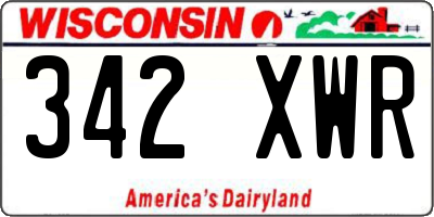 WI license plate 342XWR