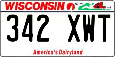 WI license plate 342XWT