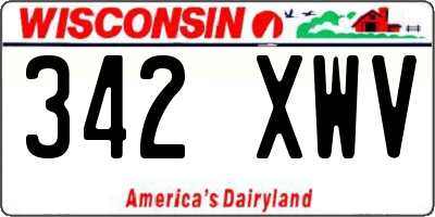 WI license plate 342XWV