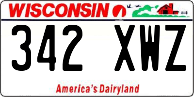 WI license plate 342XWZ