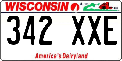 WI license plate 342XXE