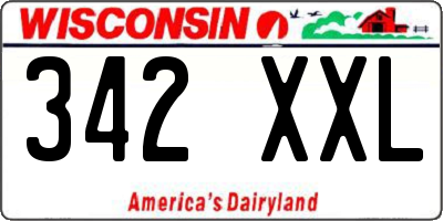 WI license plate 342XXL