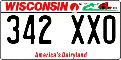 WI license plate 342XXO