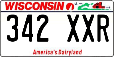 WI license plate 342XXR