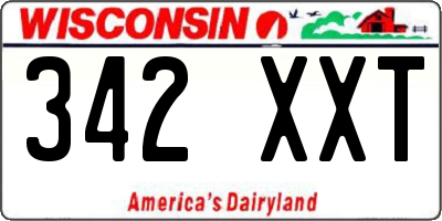 WI license plate 342XXT