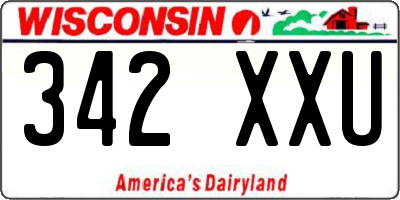 WI license plate 342XXU