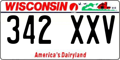WI license plate 342XXV