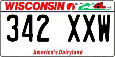 WI license plate 342XXW