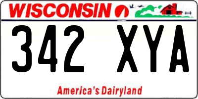 WI license plate 342XYA