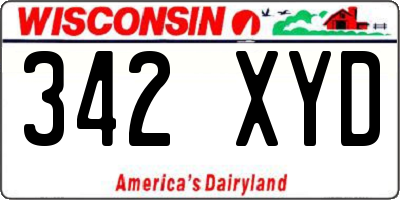 WI license plate 342XYD