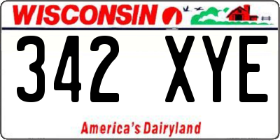 WI license plate 342XYE