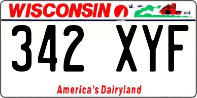 WI license plate 342XYF