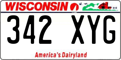 WI license plate 342XYG