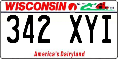 WI license plate 342XYI