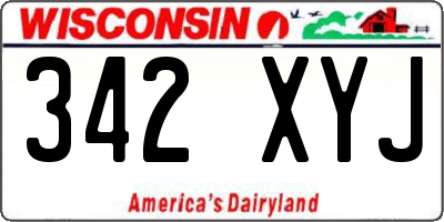 WI license plate 342XYJ