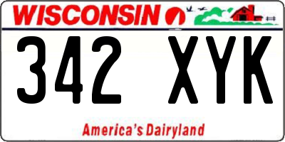 WI license plate 342XYK