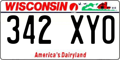 WI license plate 342XYO