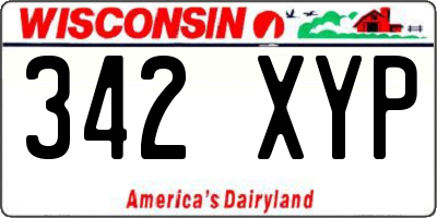 WI license plate 342XYP