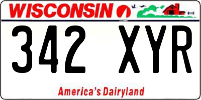 WI license plate 342XYR