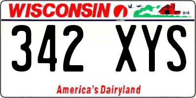 WI license plate 342XYS