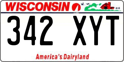 WI license plate 342XYT