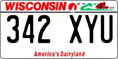 WI license plate 342XYU