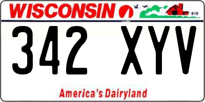 WI license plate 342XYV